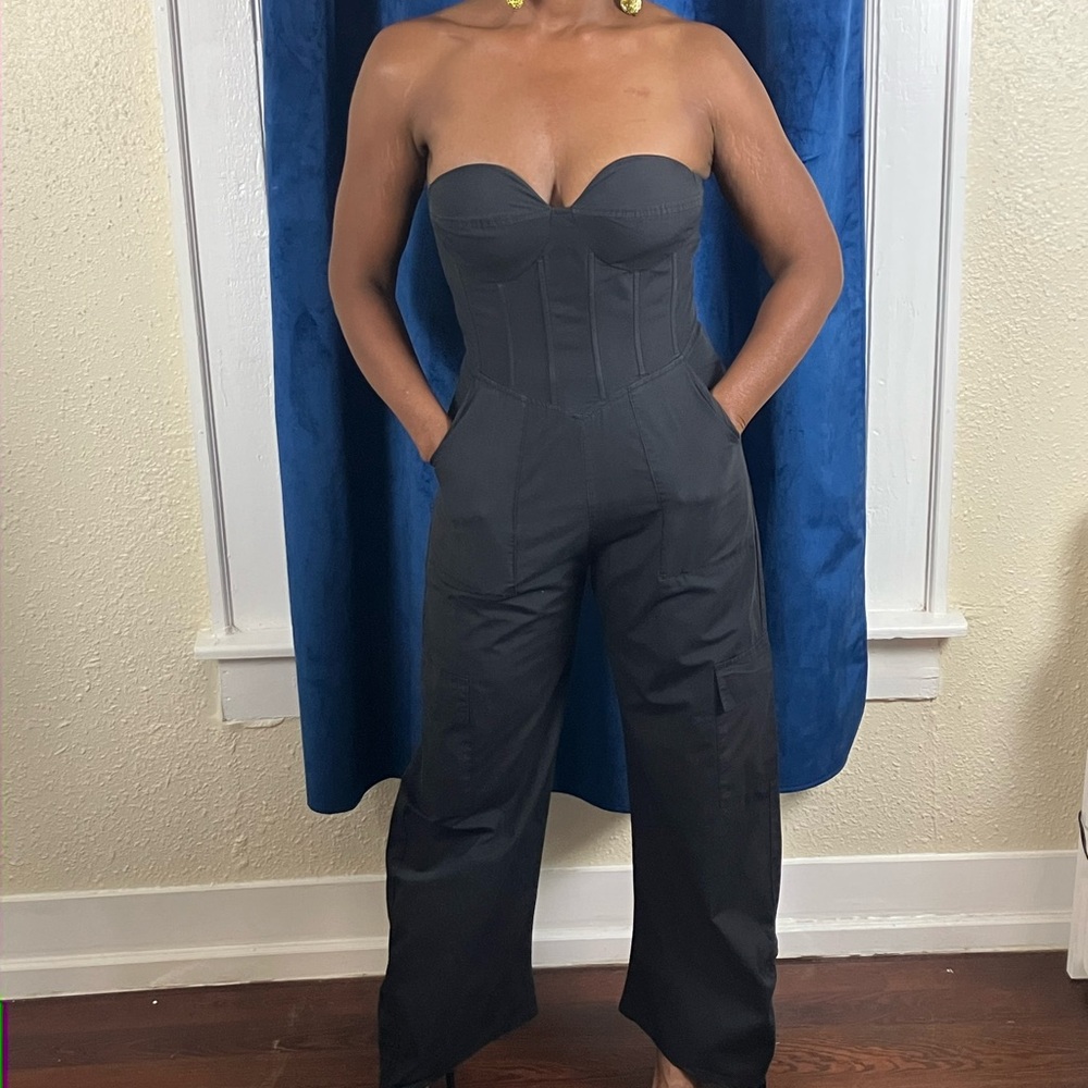 Windsor Black Strapless Corset Jumpsuit
